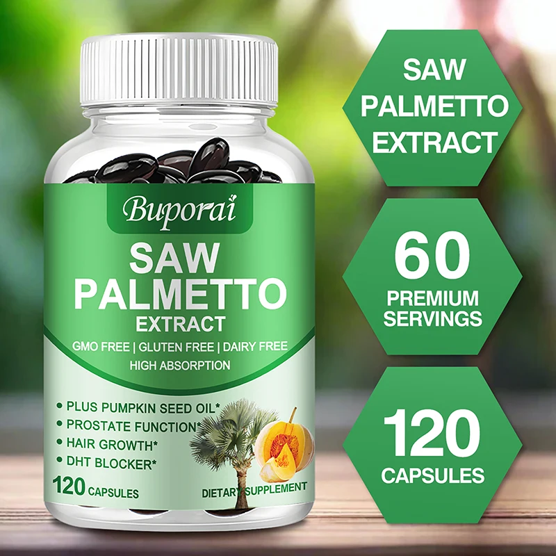 

Saw Palmetto - Contains Pumpkin Seed Oil To Support Prostate Health and Hair Growth, DHT Blocker To Relieve Frequent Urination