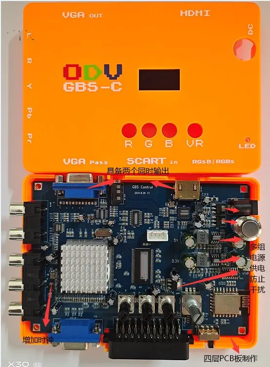 ODV GBS-C Video Converter – OSSC Alternative, 480i Deinterlacer & Scaler for Retro Gaming, Zero Lag, 240p/480i Switch