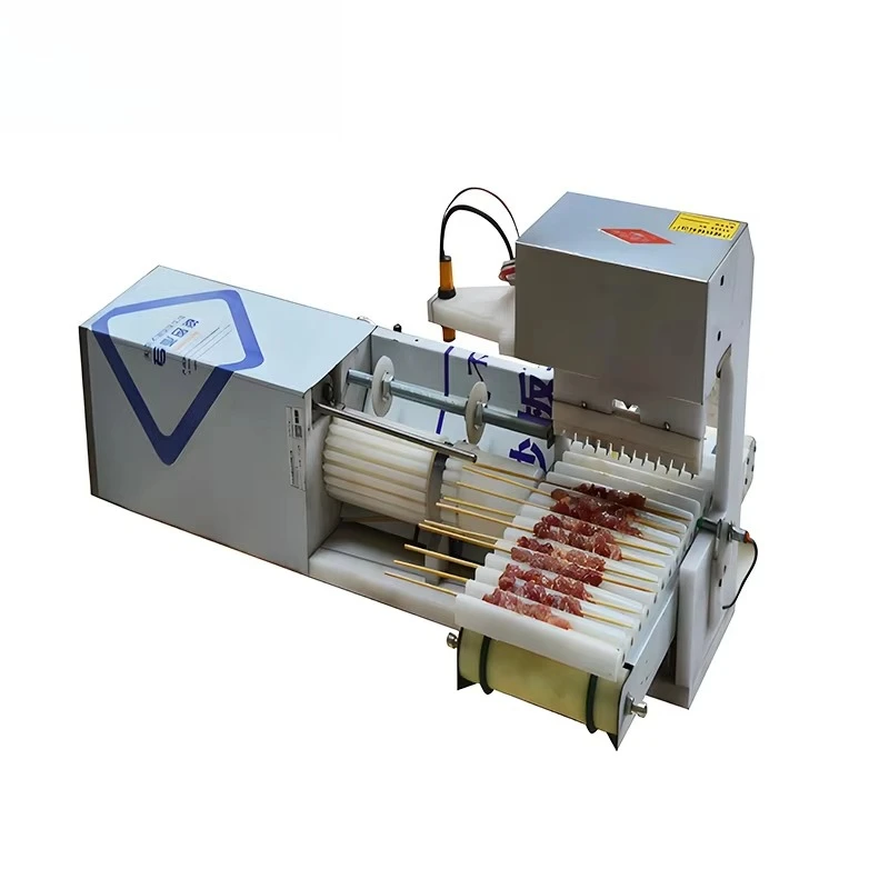 Automatic BBQ Kebab Skewer Machine with Stainless Steel Grill Commercial Automatic Meat Skewer Making Machine