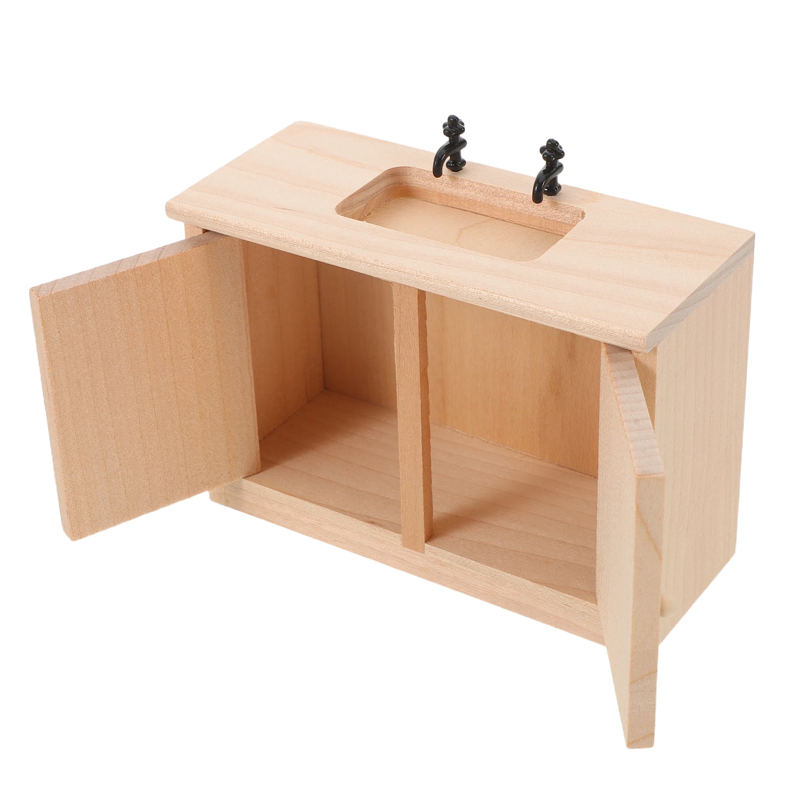 

1 12 Scale Miniature Bathroom Furniture Simulation Wooden Sink Wash Basin Cabinet for Dollhouse Bathroom Scene Prop Micro