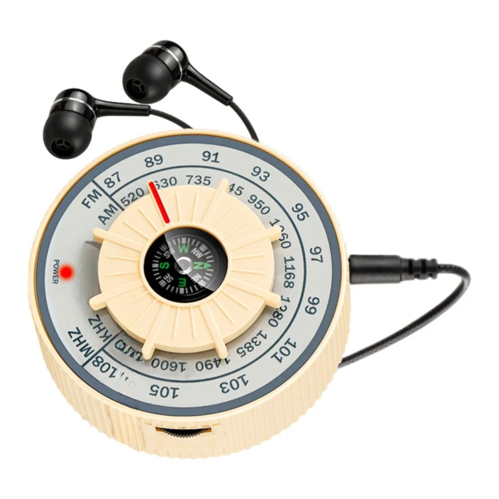 Mini For FM AM 2 Band Outdoor Sports Headset Radio With For Compass Steering Wheel Design ABS Plastic Portable For Ho