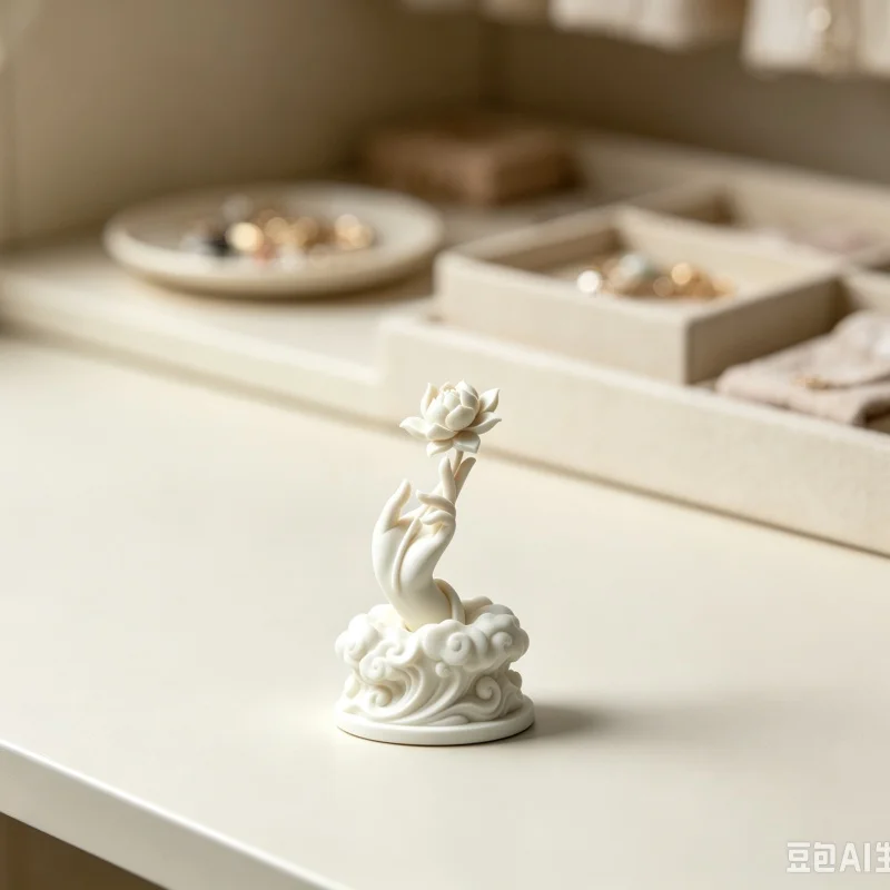 3D Printed Plastic Buddha Hand Holding Lotus Statue Zen Auspicious Cloud Figurine Meditation Yoga Studio Desk Decoration