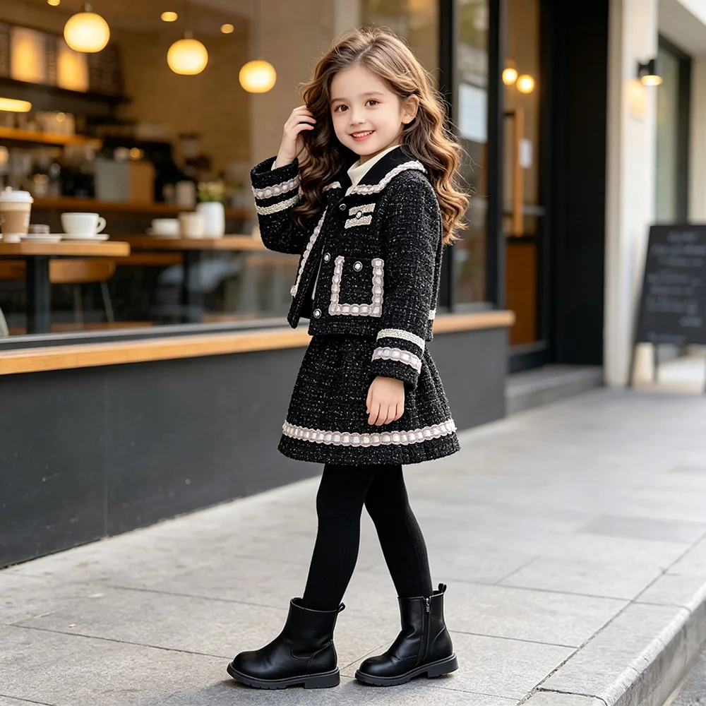 Baby Girls Gentle Temperament Coat Skirt Two-piece Sets Fashion Autumn Winter Quilted Skirt Sets