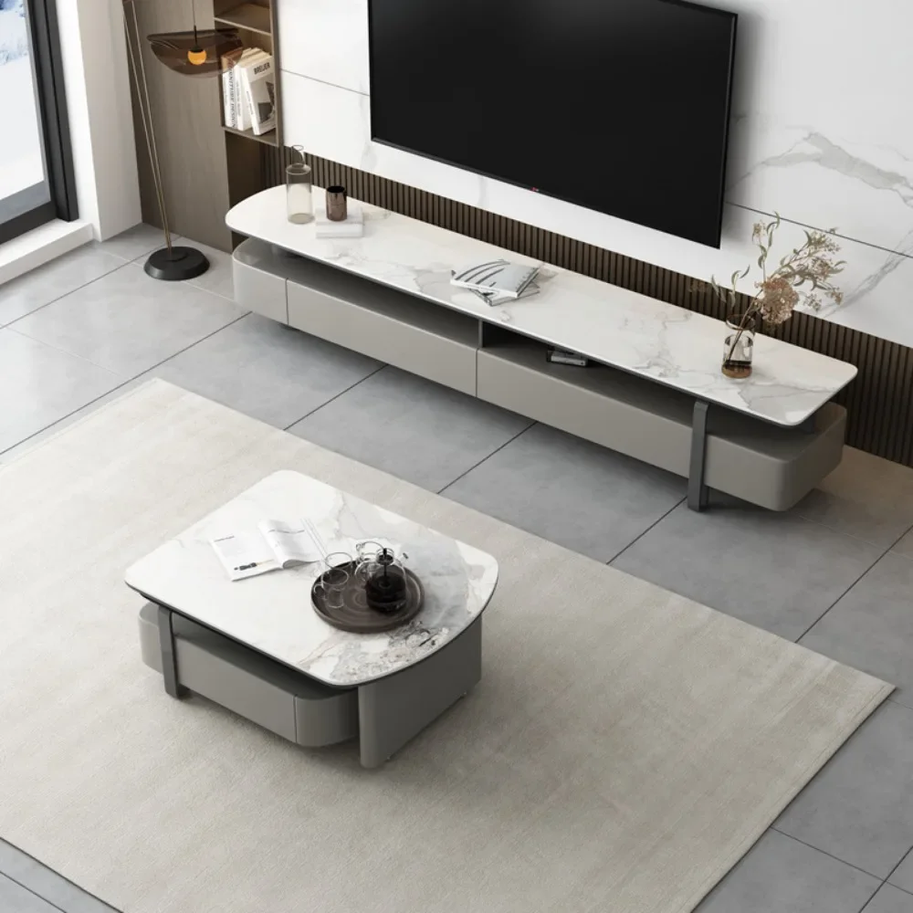 Table Basse Nordique de Luxe pour Salon, Meuble Minimaliste, Rangement