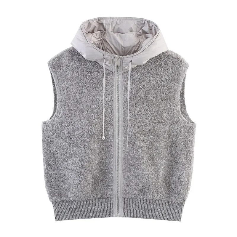 

Осень-зима, новый женский мягкий удобный хлопковый жилет на молнии с капюшоном, короткий топ, модное поступление, повседневный стиль, полиэстер