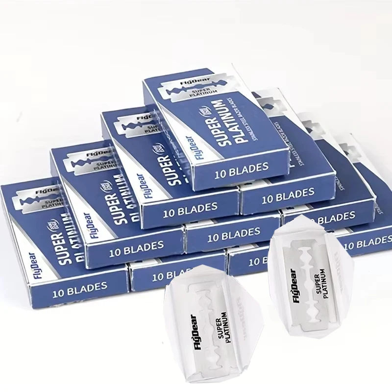 Maquinilla de afeitar de seguridad de doble filo de acero inoxidable, maquinilla de afeitar portátil profesional duradera, herramienta recortadora de barba para hombre, 10-100 Uds.