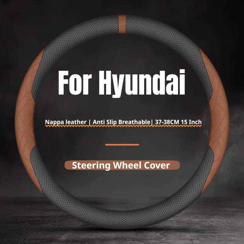 New Two‑Tone Color Car Steering Wheel Cover 37-38CM For Hyundai Tucson Santa‑Fe Sonata Elantra Kona Palisade Accent Car Styling
