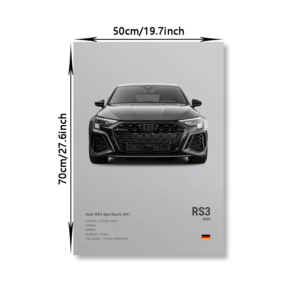 Famous Cars R8 RS3 M3 M5 Canvas Wall Art Print Poster G63 AMG F40 STO Decorative Mural Modern Home Decor Birthday Gift Unframed