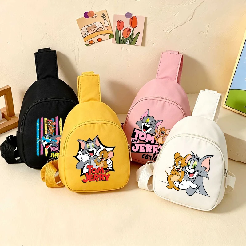 Anime Tom and Jerry Chest Pack for Girl Boy Anime Kawaii  Shoulder Bag Students Mini Portable Crossbody Pouch Wallet Toy Gift