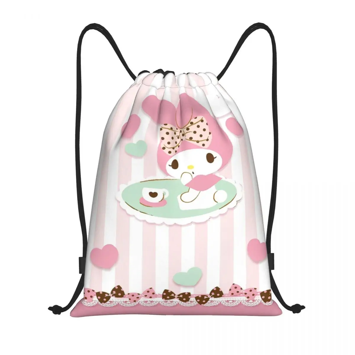 Sanrio Kawaii My Melody Drawstring Backpack Gym Sports Sackpack Anime String Bags for Exercise