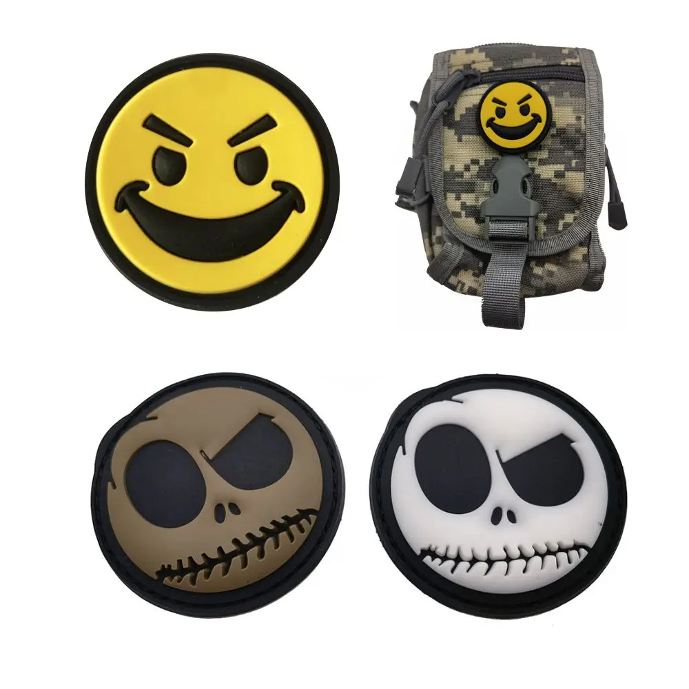 

3D Evil Smile PVC Patch Armband Badge Sticker Decal Applique Embellishment Decorative Tactical Smiling Rubber Patches