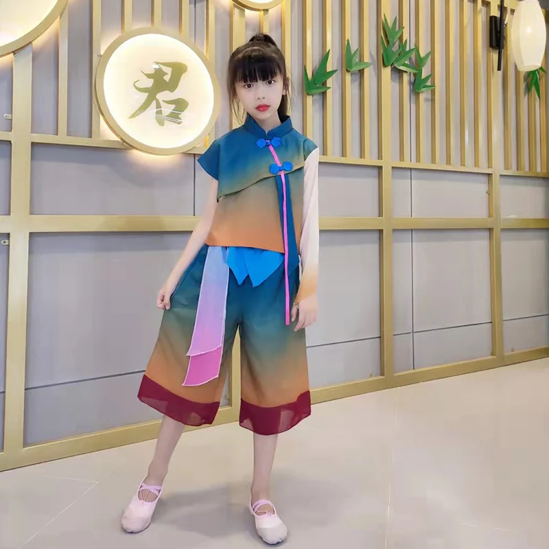 

Children's Yangko stage performance costume girl Chinese style folk dance performance costume