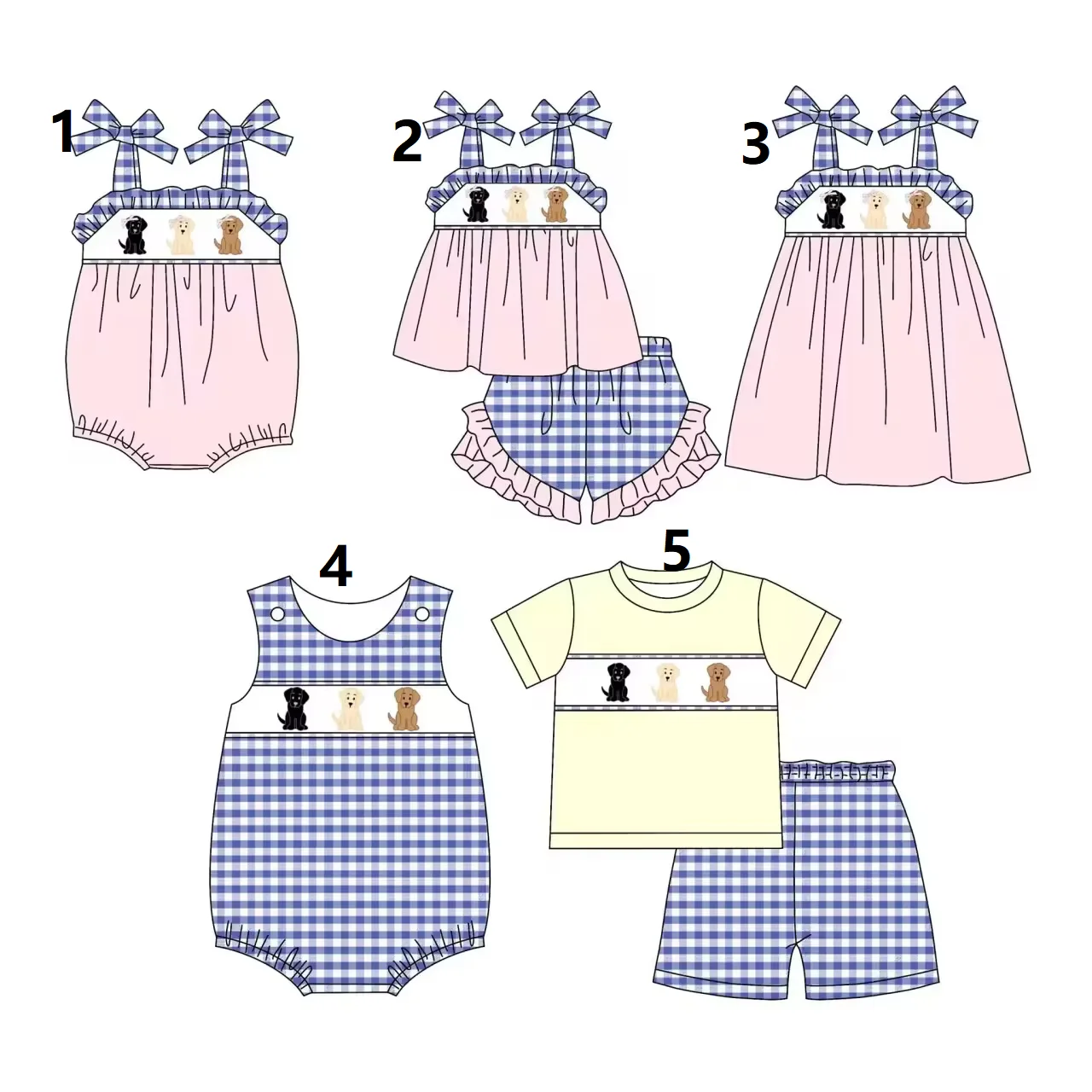 

Summer Cute Dog Print Short Sleeve Suit for Boys And Girls Halter Baby Onesie Sibling Outfit Set