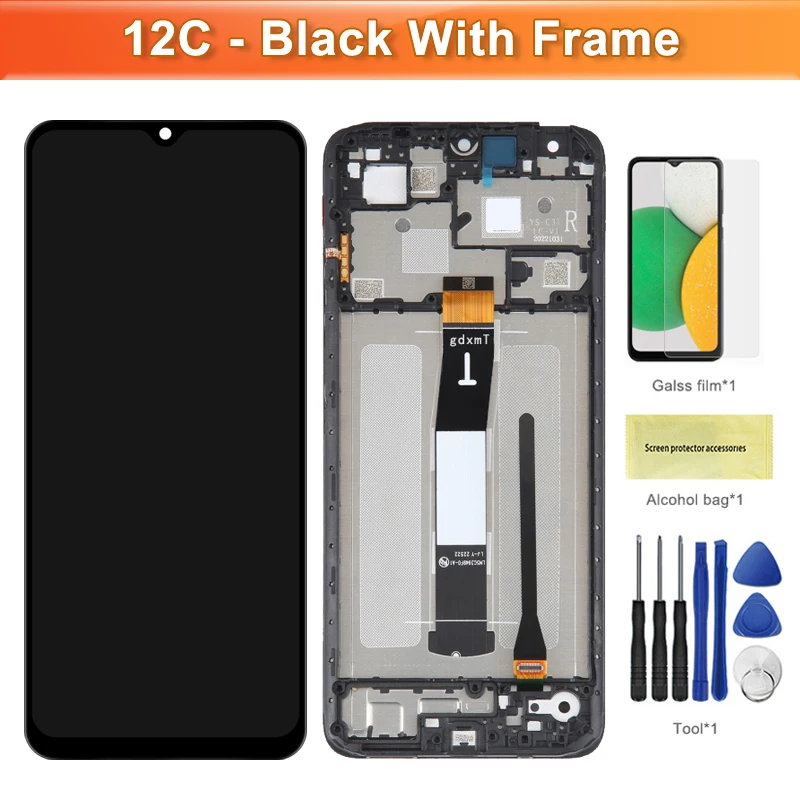 شاشة 6.71 بوصة لهاتف Xiaomi Redmi 12C شاشة LCD تعمل باللمس محول الأرقام الجمعية لاستبدال 222120RN86G ، 22120RN86I مع الإطار