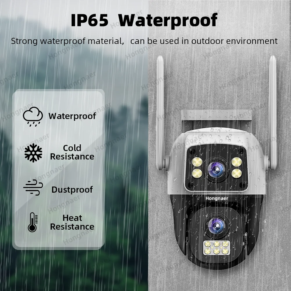 Hongnaer 8MP Dual Lens V380 Pro 4K Night Vision Smart CCTV PTZ IP Wireless WiFi Home CCTV Network Security Outdoor Camera