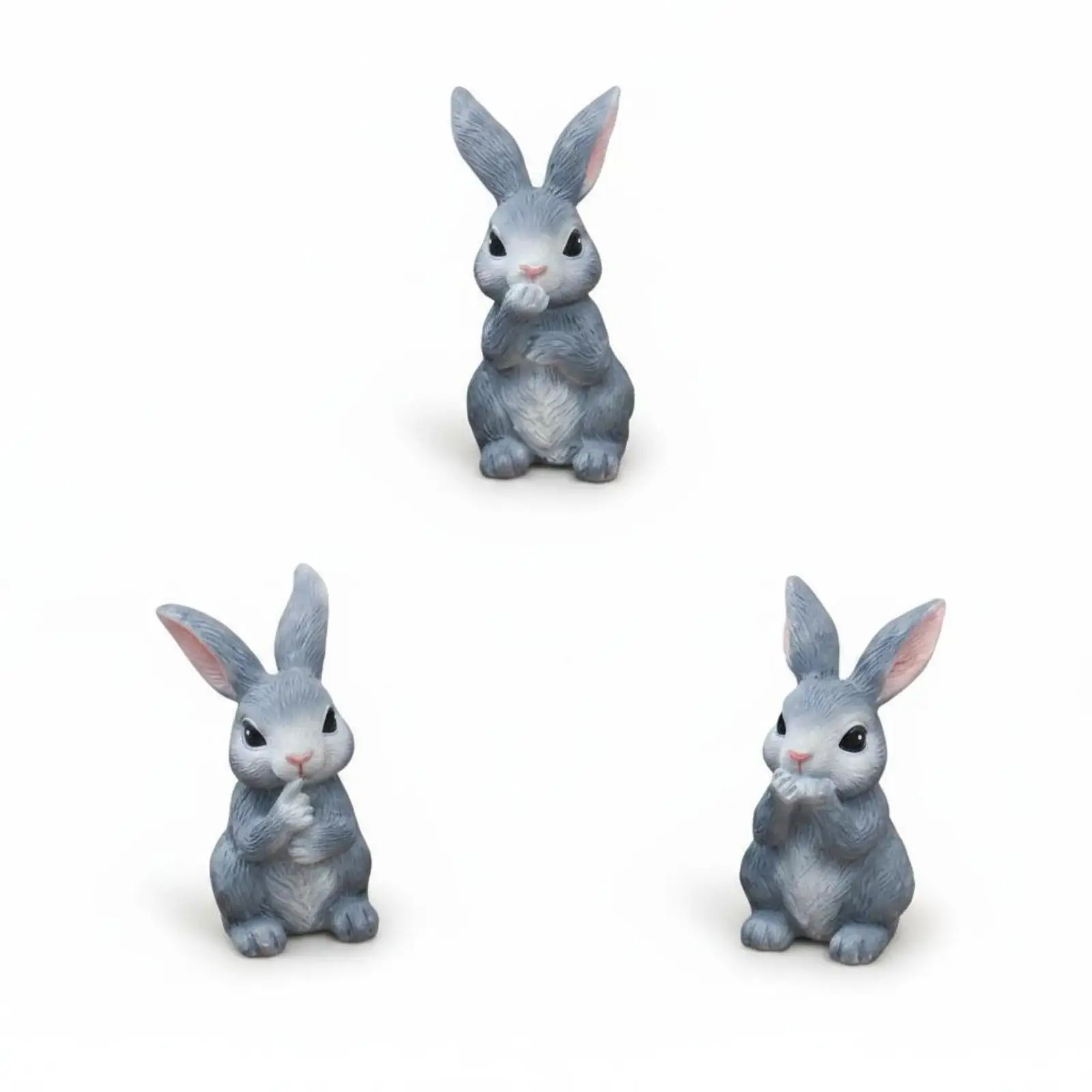 Hand Painted Easter Rabbit Figurines for Tabletop Decorative Resin Bunny Statue Set Cozy Countryside Decor