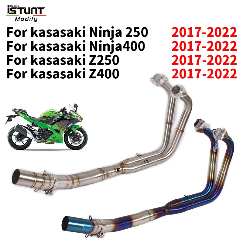 

For Kawasaki Ninja 400 Z400 Z250 Ninja 250 2017-2022 Motorcycle Stainless Steel Front Link Pipe Exhaust Escape Moto Full System