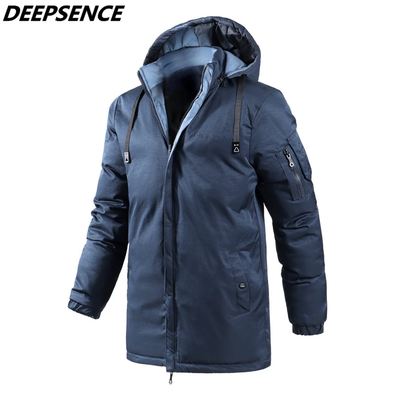 

Men Winter Hooded Thick Fleece Parkas Jacket coat Hat Detachable Coat Men Outdoor Military waterproof Long Parka Jacket Men