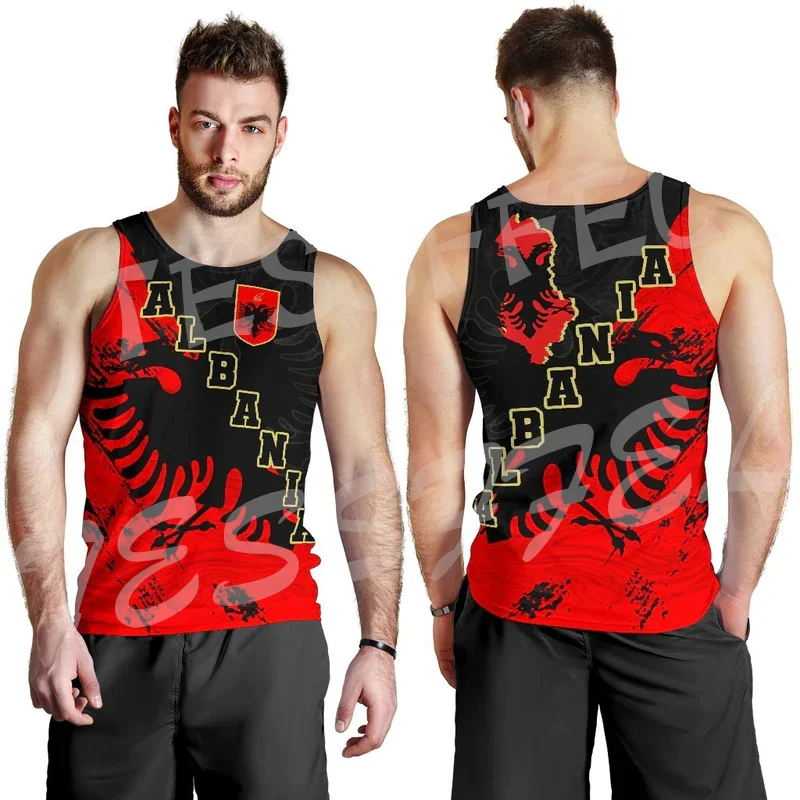 NewFashion Albania Shqipëria Country Flag Tattoo Retro 3DPrint Summer Harajuku Streetwear Funny Sleeveless TankTop Casual Vest Q