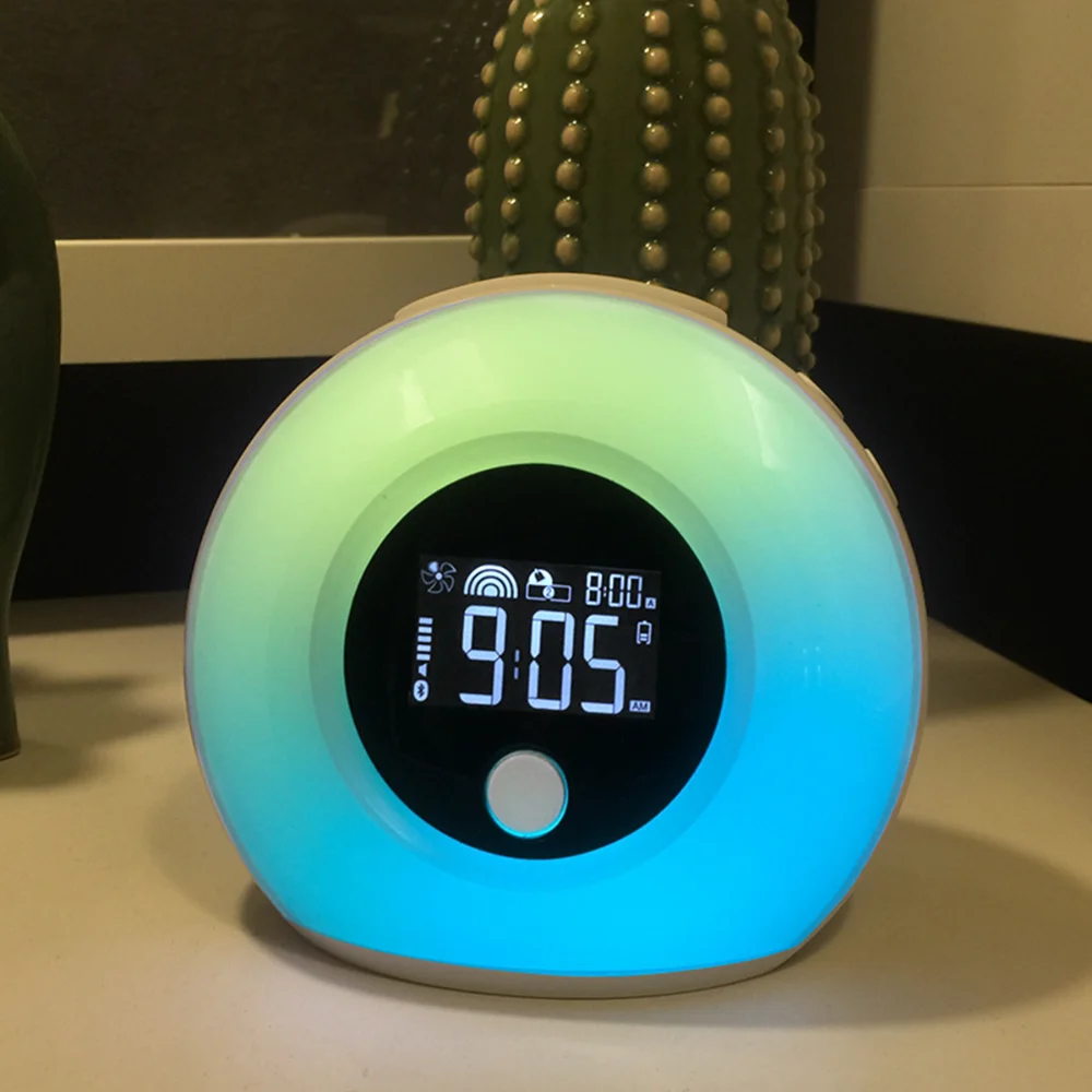 VYOPBC Mini Bluetooth Speaker with Colorful Atmosphere Light Alarm Clock Timer for Outdoor