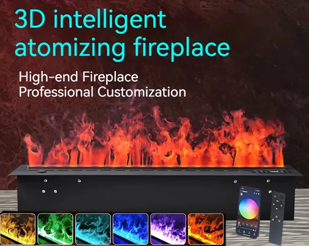 3D Atomizing Fireplace Embedded For Living Room Multi-color Fake Flame Electronic Home Remote Control Water Steam Fireplace