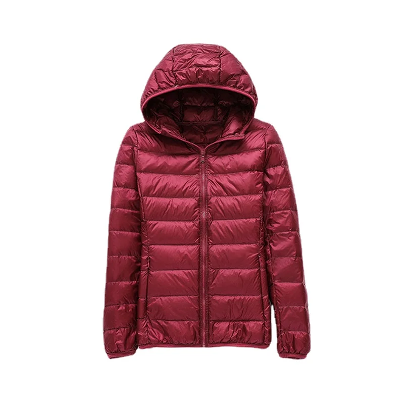 Casaco ultraleve de pato com capuz para mulheres, Windproof, Parkas acolchoados, casaco Outerwear portátil feminino, fino, outono, inverno