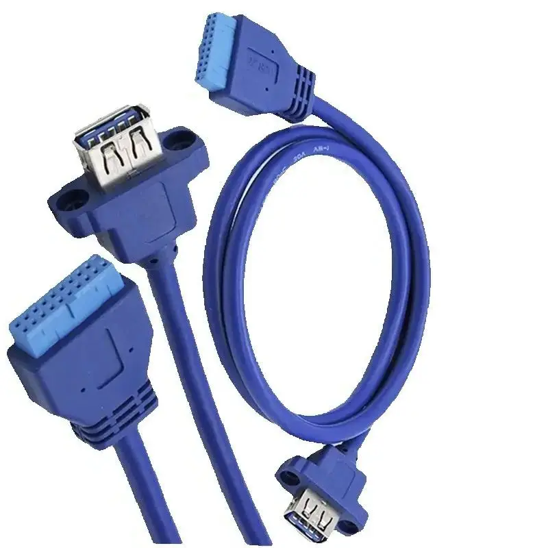 0.5m Single Port USB 3.0 Female Screw Mount Panel Type To Motherboard 20Pin Cable Cord 0.75m For Computer Mainframe Chassis