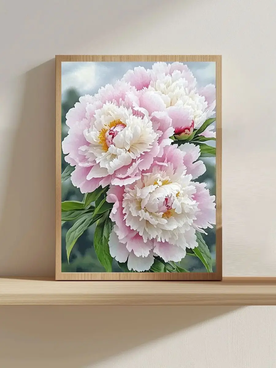 1 Stück 30x40cm/11,8*15,74 Zoll Rosen, Pfingstrosen Gestempeltes Kreuzstich-Set DIY-Kit 11CT/14CT Zubehör Hängendes Gemälde als Geschenk – Detail 1