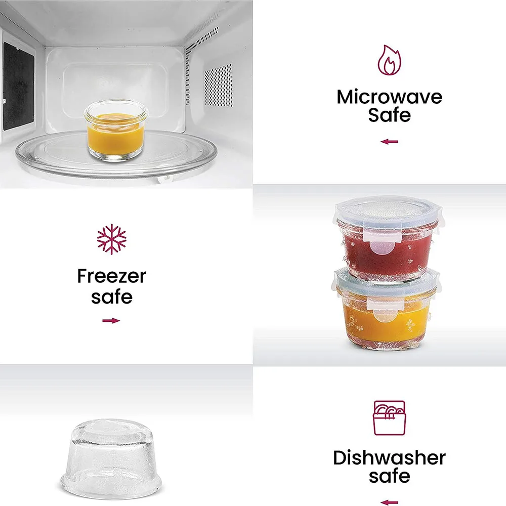 5oz Small Glass Meal Prep Food Storage Container - Airtight, Leakproof, Microwave & Dishwasher Safe - Perfect for Snacks, Dips