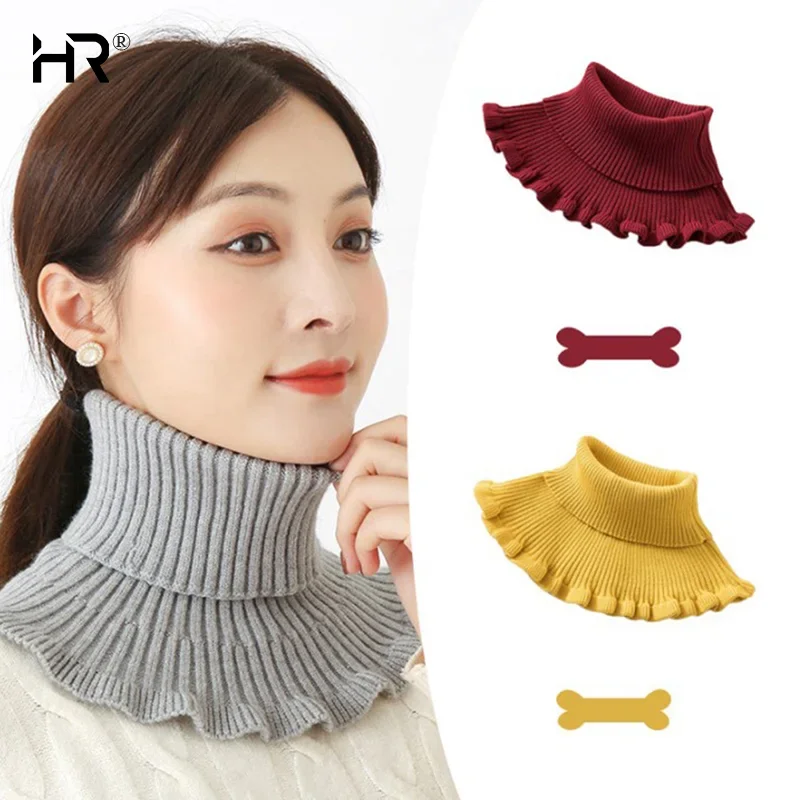 

Теплый вязаный искусственный воротник, шерстяная женская водолазка, вязаный накладной воротник, съемный шарф на шею, утолщенный ветрозащитный искусственный воротник