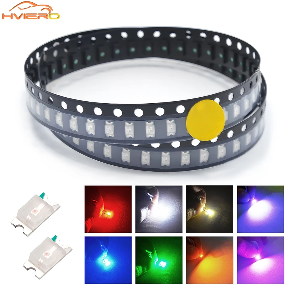 

10/100/1000X 1206 SMD SMT 20MA Светодиодный чип Белый Красный Зеленый Синий Желтый Розовый Оранжевый Супер яркая лампа «сделай сам» Светодиодный патч