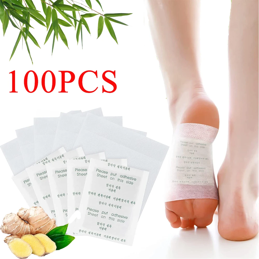 100PCS/Lot Kinoki Detox Foot Patch Bamboo Patches With Adhersive Cleansing Foot pads Foot Care Tool Improve Sleep fatigue relief