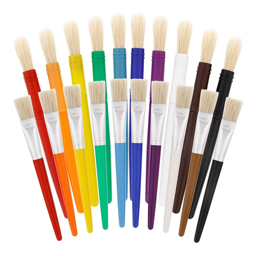 

20Pcs Oil Painting Brush Set Sturdy Plastic Handle Durable Bristles Paint Brushes for Students Artists Acrylic Watercolor