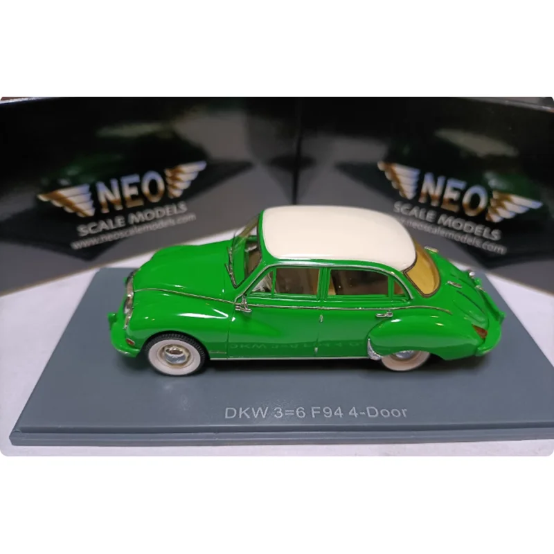 Neo 1/43 DKW 3 = 6 F94 4d 1957 أخضر أبيض سقف الراتنج نموذج سيارة الكبار تذكارية كلاسيكية ثابت عرض تحصيل لعبة هدية