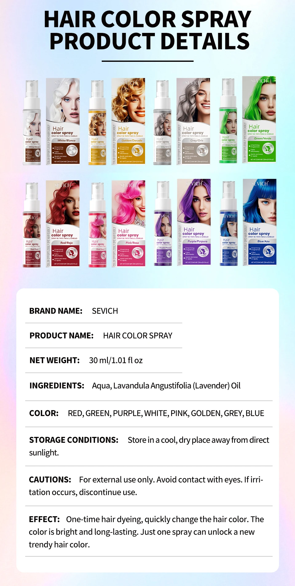 Temporäre Haar Färben Spray Haar Farbe Farbstoff Spray Bunte Haar Styling Produkt 30 ml Für Tägliche Party Cosplay DIY Haar farbe Creme – Detail 10
