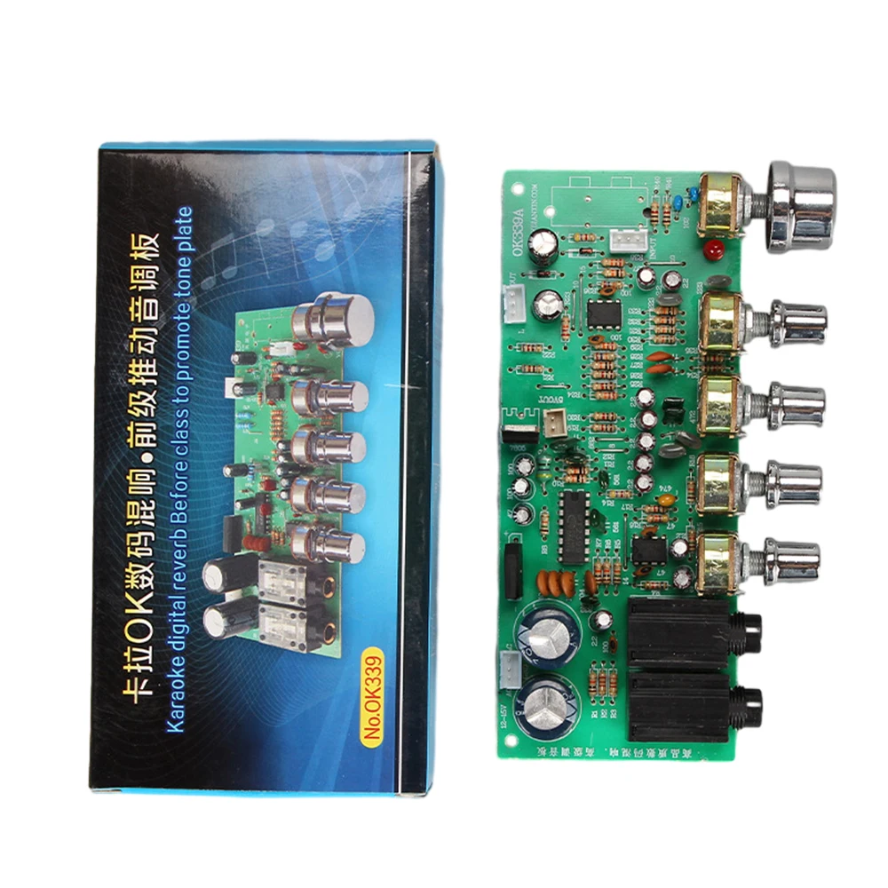 Digital Microphone Amplifier Tone Board PT2399 Karaoke Reverb Preamplifier Board Dual AC12-15V OK339 two microphone input