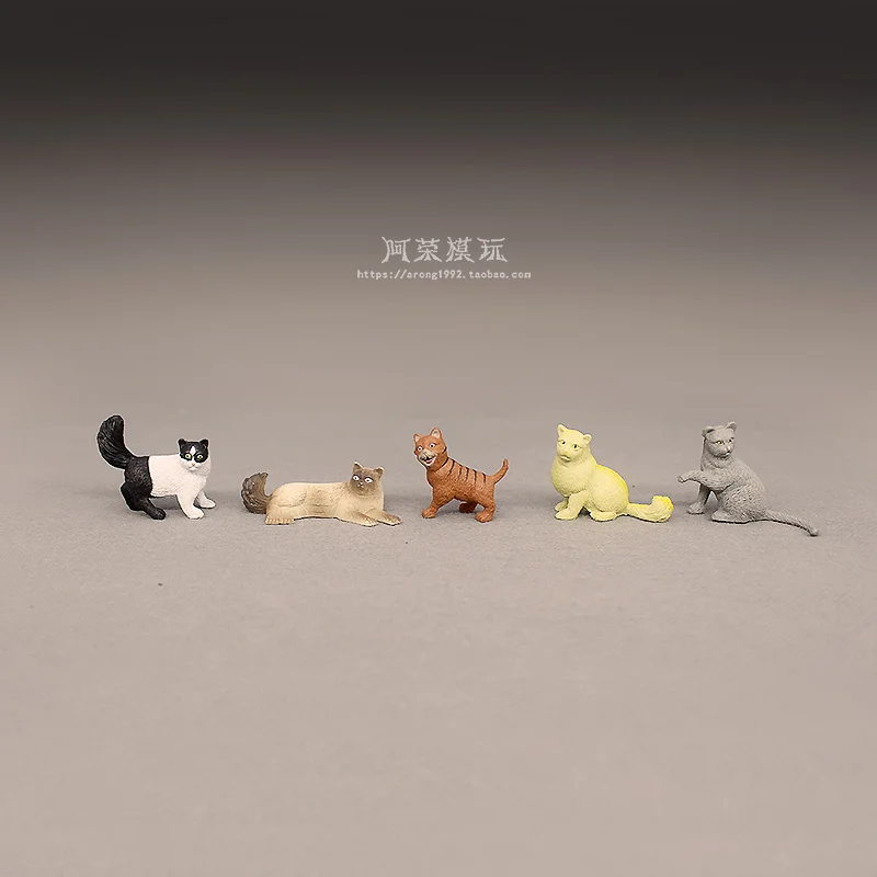 Leuke Miniatuur Boerderij Diermodel Liggende Kat Actiefiguren Auto-interieur Desktop Miniatuur Ornament Accessoires Cartoon Speelgoed