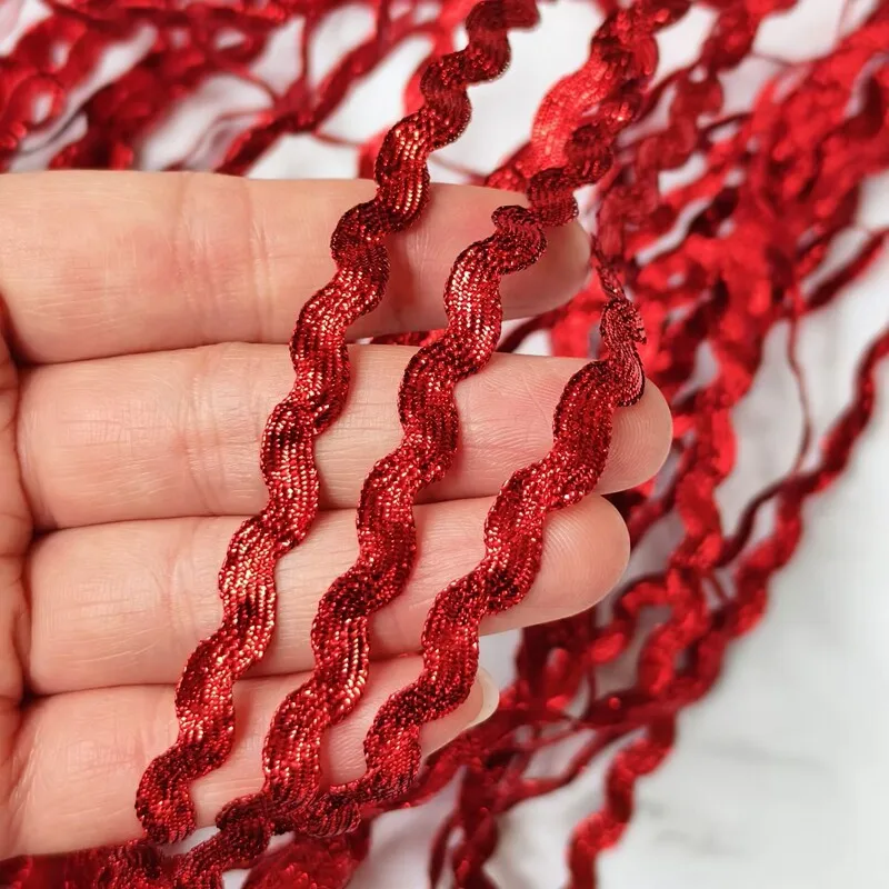 10Meters/lot 5mm Gold Silver Polyester S Shape Design Lace Ribbon Lace Trims Wedding Bride Dress Sewing Craft Z320