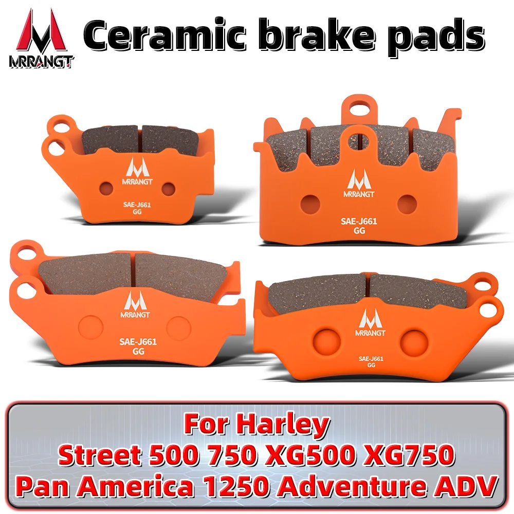 

MRRANGT Motorcycle Front Rear Ceramic Brake Pads for Harley Street 500 750 XG500 XG750 Pan America 1250 Low Noise Less Dust