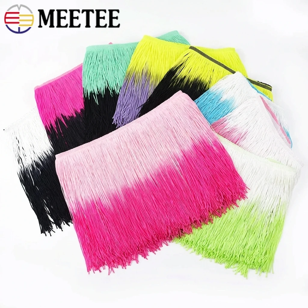 

2M 20cm Gradient Tassel Fringe Lace Trim for Latin Dance Dress Decorative Trimmings Stage Costume Curtain DIY Sewing Accessories