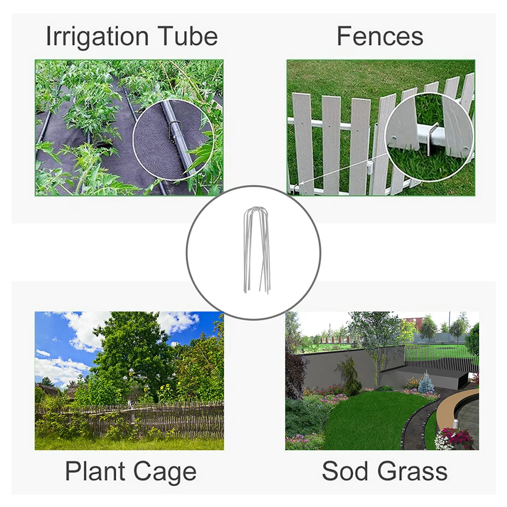 Clous au sol en forme de U, 8 pièces, tissu de désherbage, agrafes Miss, ancres à vis de tente en fer galvanisé