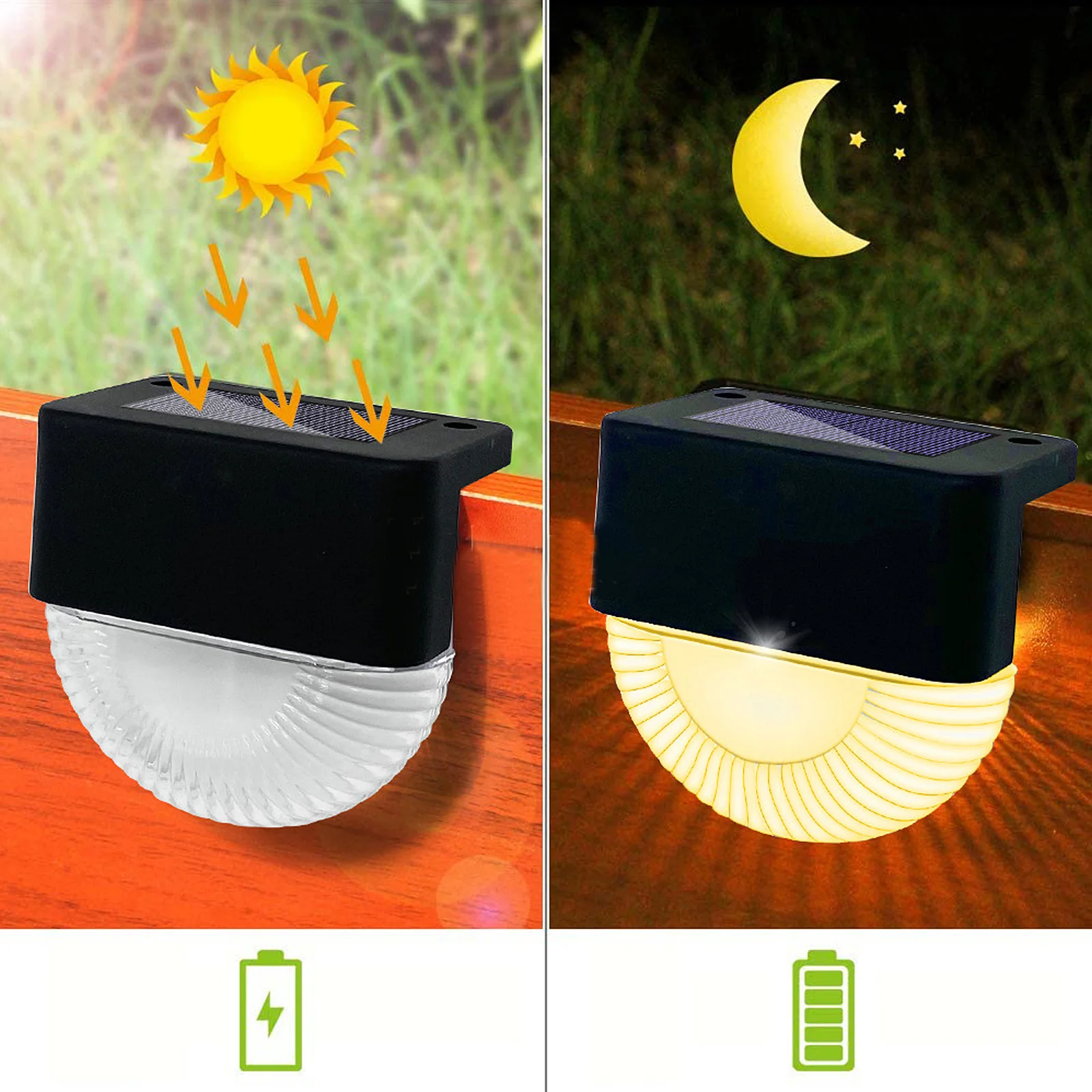 4 قطعة أضواء الفناء الشمسية في الهواء الطلق إضاءة مقاومة للماء الجدار مصباح لحديقة مسار سطح السفينة سياج مشرق إضاءة حثي ديكور #5