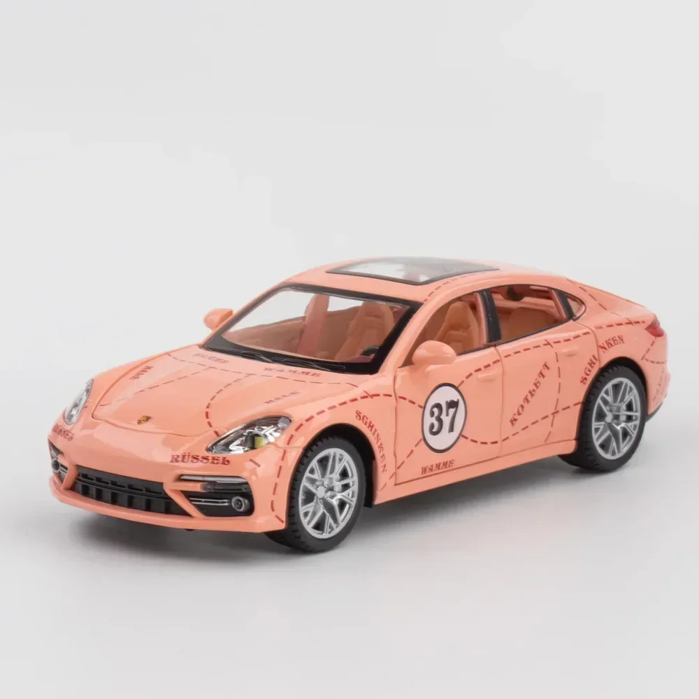 Porsche Panamera coche deportivo de simulación, modelo de aleación de Metal fundido a presión, luz de sonido, Colección Pull Back, regalos de juguete para niños, 1:24