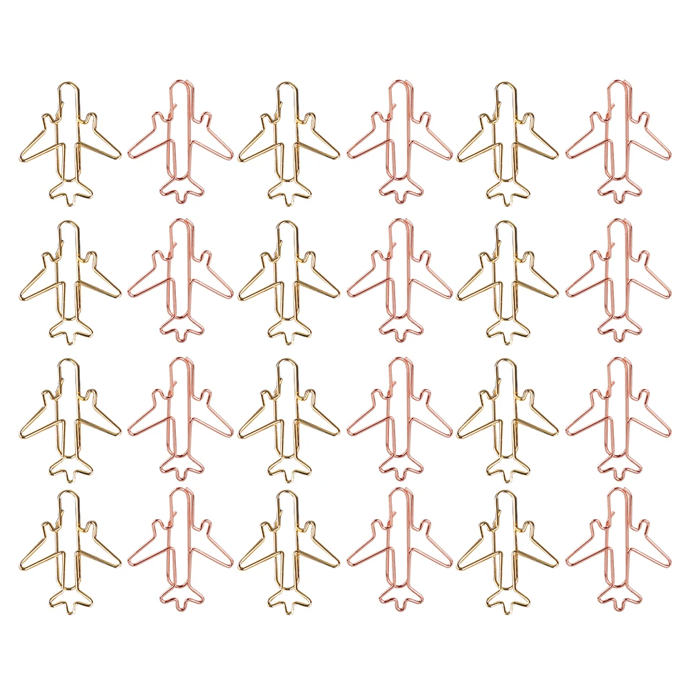 

24pcs Creative Bookmark Airplane Shaped Paper Clips Assorted Colors Note Business Card Envelope File Binder Clips For