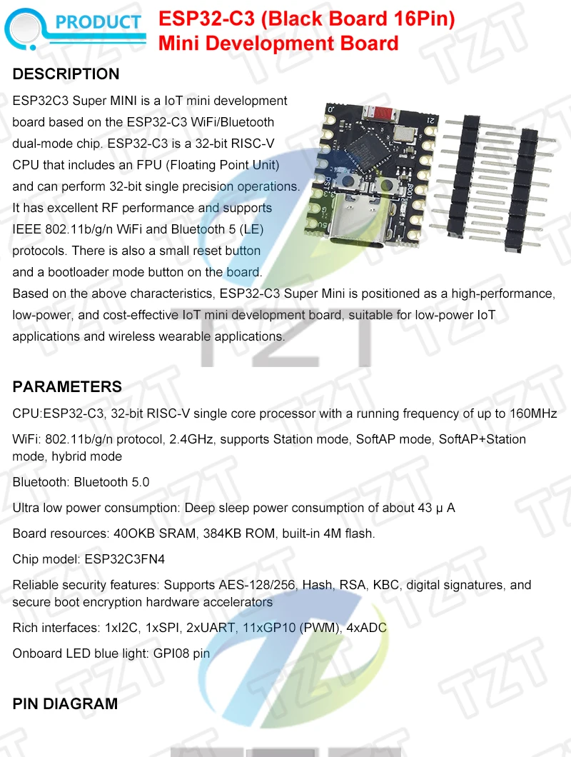 ESP32-C3-Zero ESP32-S3-Zero ESP32-C6 ESP32-H2 ESP32 SuperMini WiFi + Bluetooth ESP32 Entwicklungsboard ESP32 C3 S3 Erweiterungsplatine – Detail 7