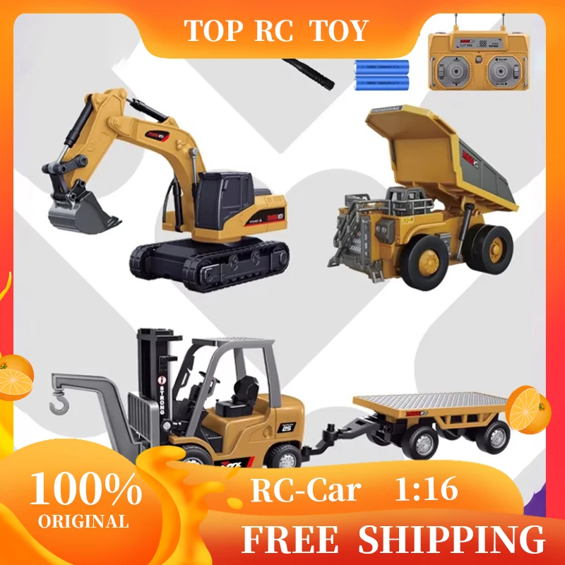 

RC Car 1:64 Full Scale Alloy Mini RC Forklift Engineering Vehicle 2.4G Mobile Phone RC Excavator Dumper Model Holiday Xmas Gift