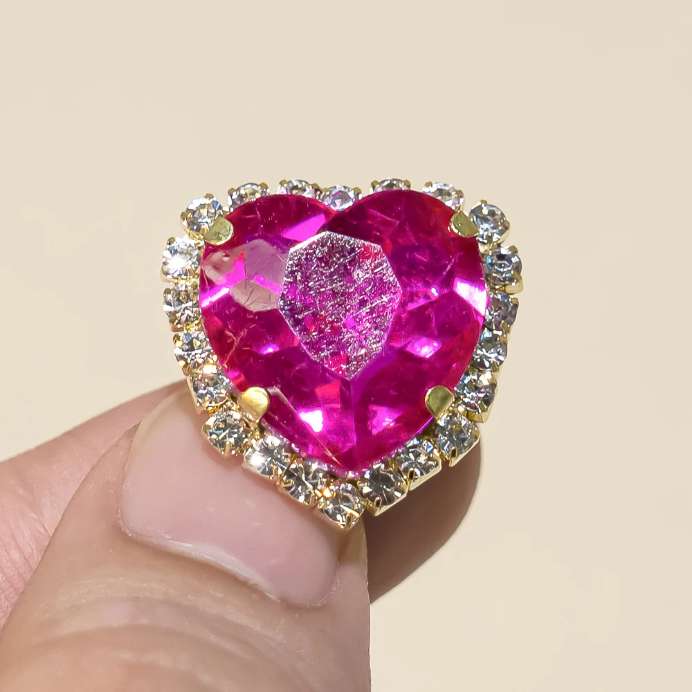 1 Stück Luxus-Charms für Damenschuhdekorationen, Anstecknadeln für Sandalen, Mädchen, weibliche Gastgeschenke, rosa Schuhanhänger, buntes Herz – Detail 6