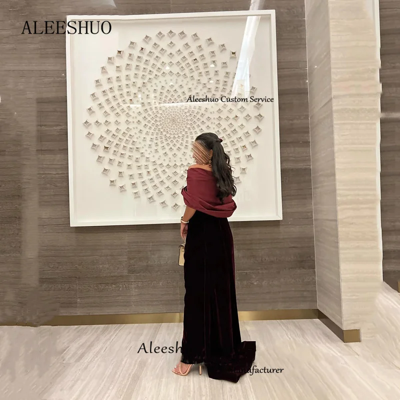 Aleeshuo Elegante Zeemeermin Satijnen Galajurk Vestidos De Noche Sexy Off The Shoulder Saudi Arabia Paty Jurk فساتين مناسبة رسمية