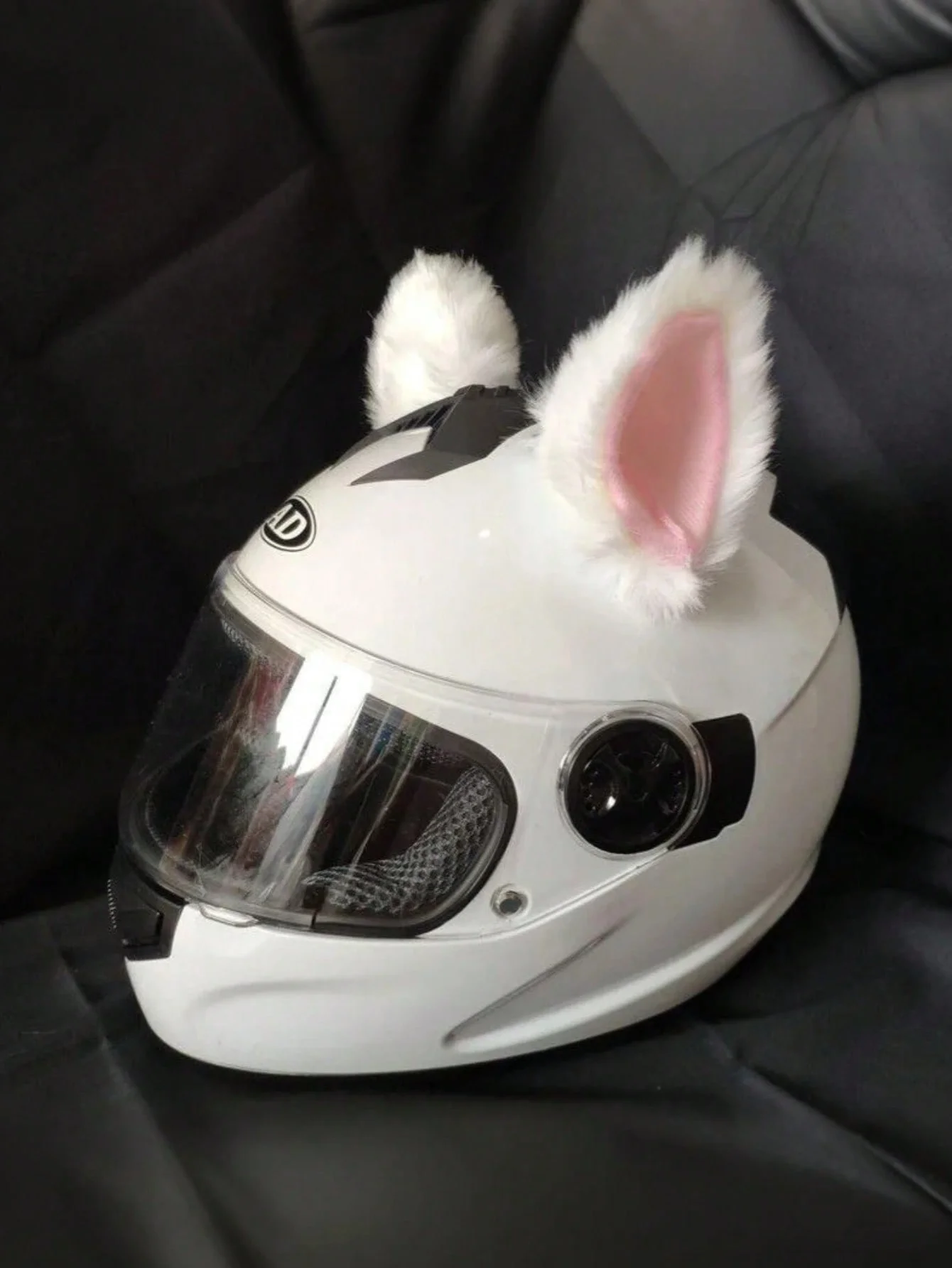 2-Pack Faux Fur Cat Ears Helmet Accessories, Detachable Plush Kitty Ears, Fits Motorcycle/Electric Bike/Ski Helmet, Cute Decor F