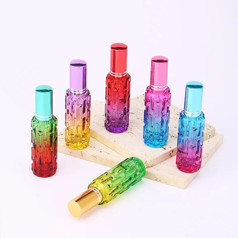 

10ml Colorful Gradient Refillable Perfume Bottle Portable Cosmetic Container Empty Spray Atomizer Travel Sub-bottle Glass Vials